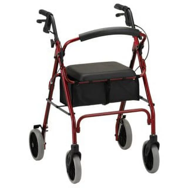 Rollator Nova Zoom 24 Aluminum Rolling Walker Weight Capacity 300 lbs (Red) - Curated Treasures Market