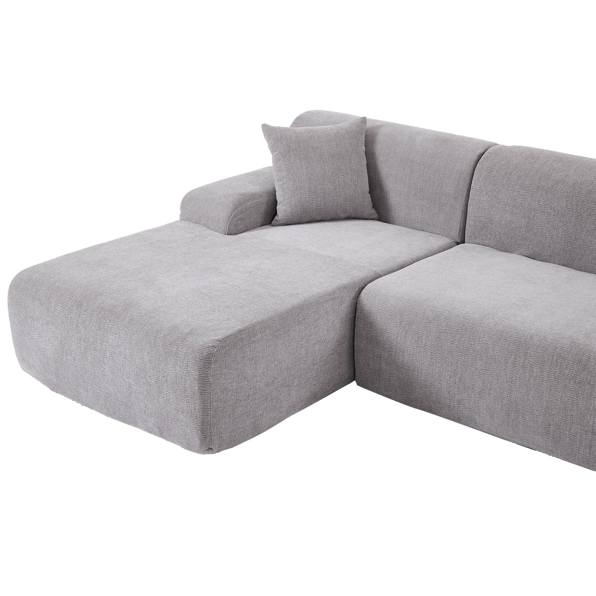 Dawn Whisper Modern Large L-Shape Modular Sectional Sofa for Living Room,  Bedroom, Salon, 2 Piece Free Combination, Simplified Style in Gray