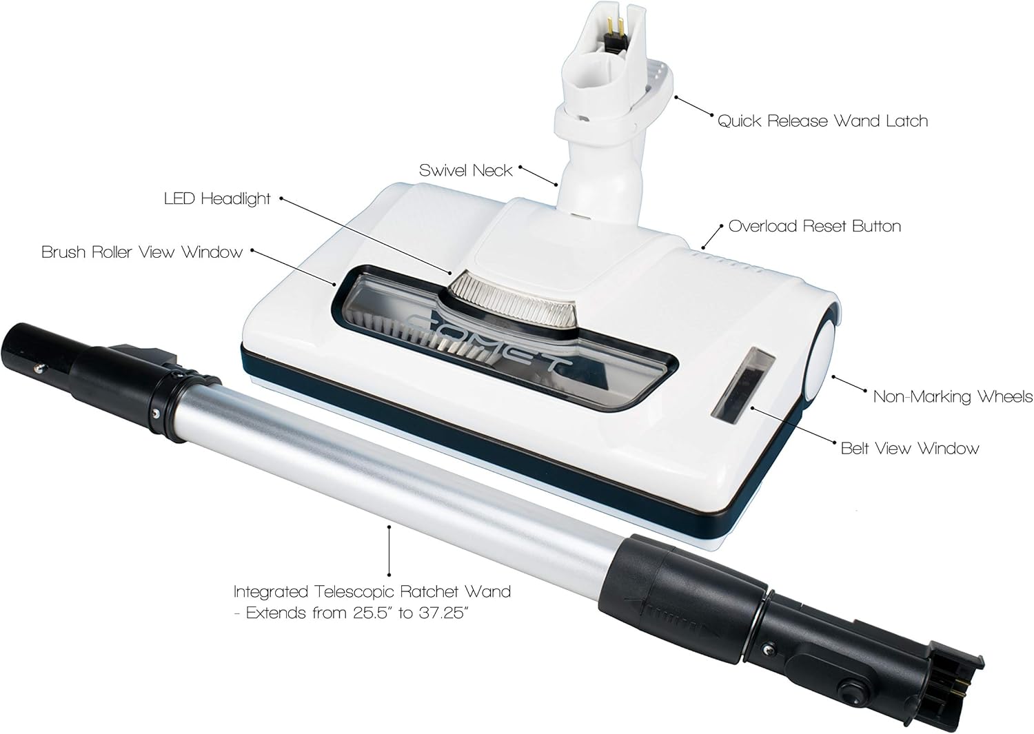 35' "Comet Central Vacuum Attachment Kit with Hose, Power Head & Tools - Works with All Brands of Central Vacuum Units