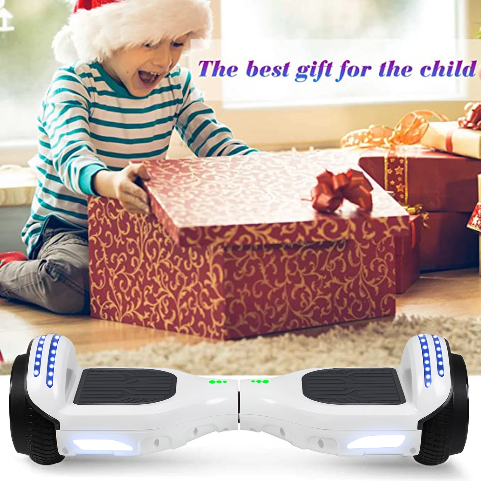 CBD Hoverboard for Kids and Adults, 6.5" Flash Wheel Hoverboard with LED Lights and Bluetooth Speaker, White
