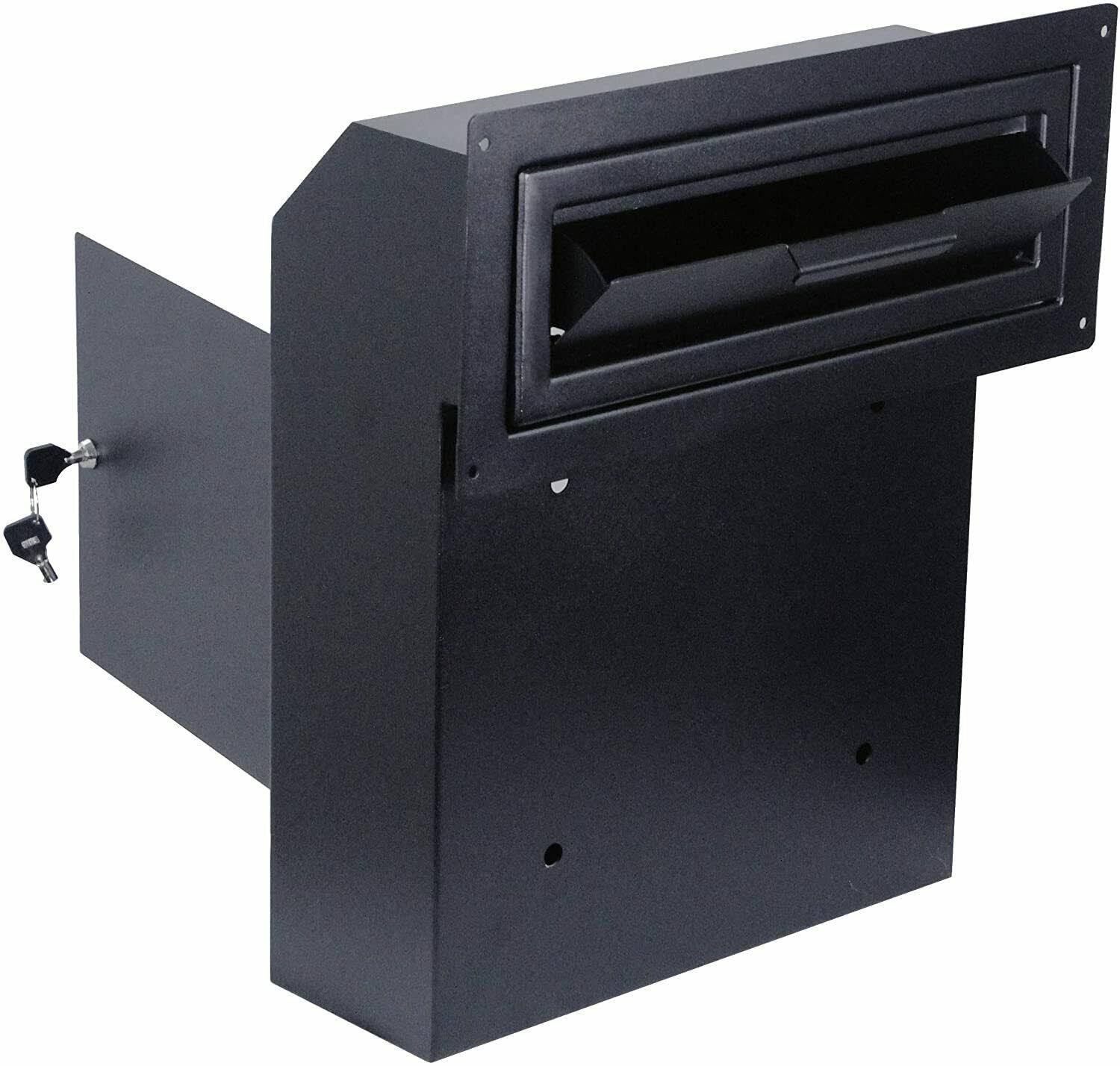 Door Drop Box Mail Slot | Through Door Installation | Locking Steel Cabinet Blk
