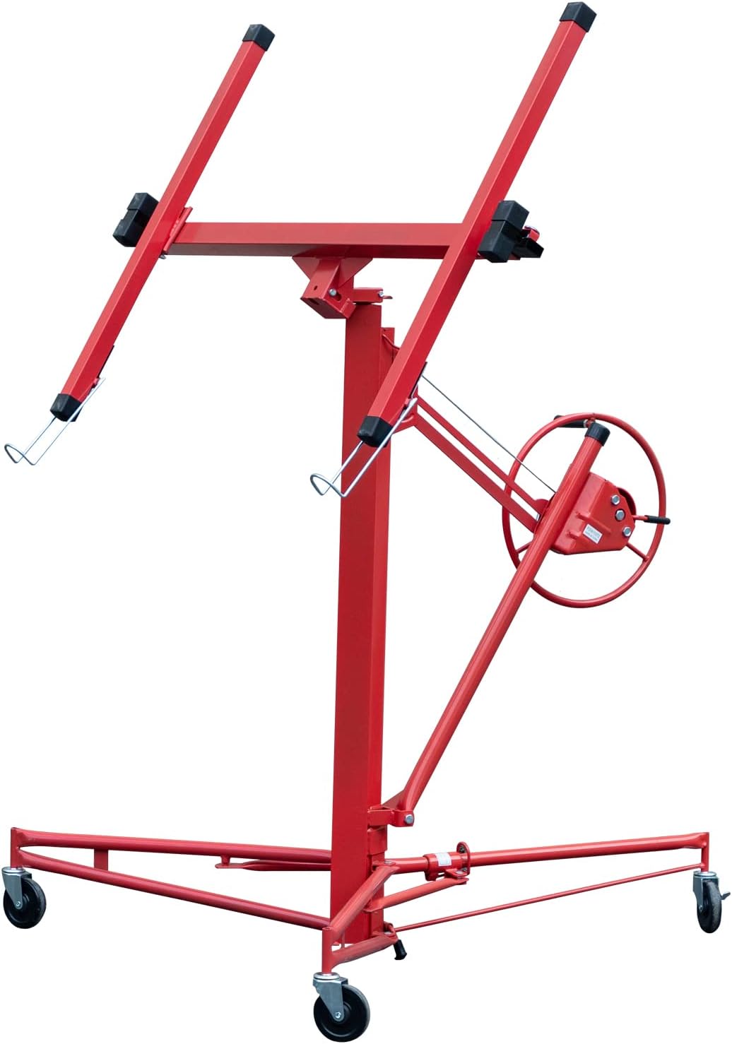 Drywall Lift,11Ft Drywall Lift Panel Hoist Jack Lifter Lockable Rolling Caster Drywall Lifter Construction Tools for Ceiling,Red