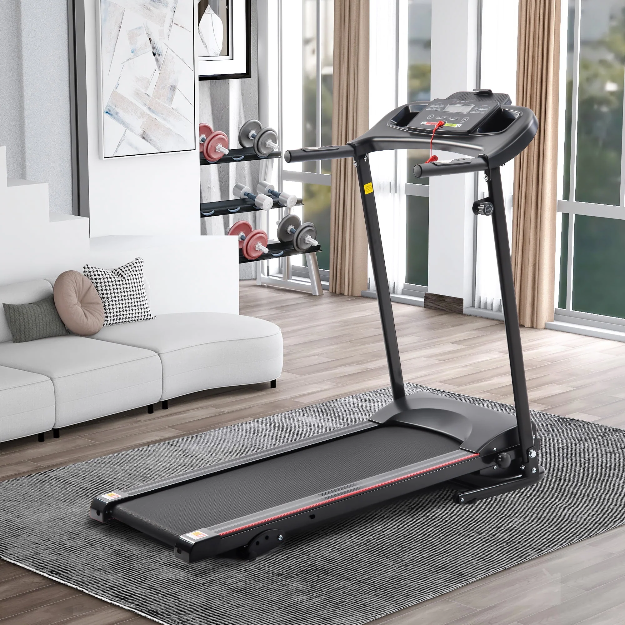 UWR-Nite Treadmill Folding Treadmill for Home Electric Treadmill Workout Running Machine 3-Level Manual Incline Treadmill with LCD Monitor for Home & Office & Gym