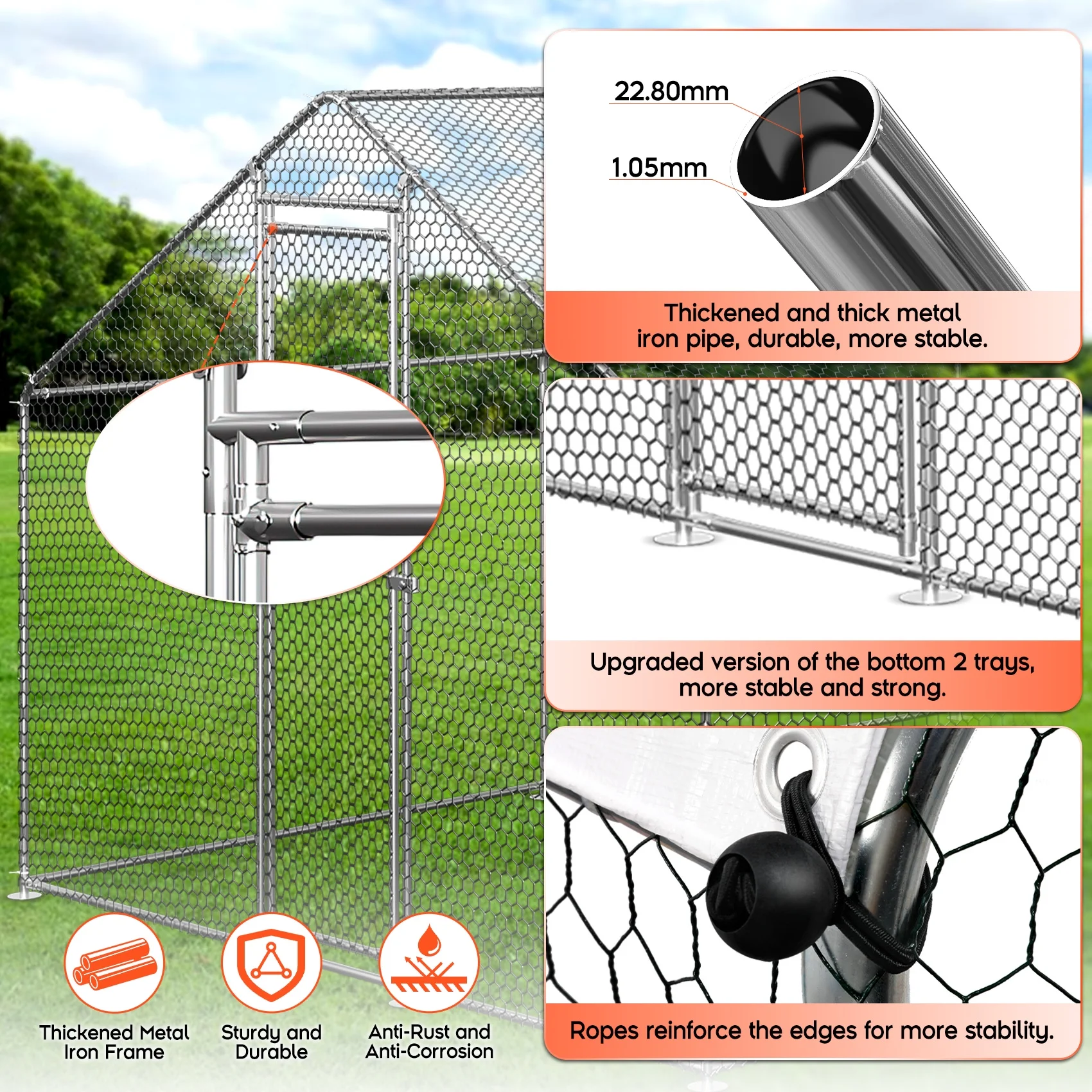 TC-HOMENY 27x10ft Large Walk in Chicken Coop Backyard or Farm Chicken Pen Pets Run House Poultry Cage - Curated Treasures Market