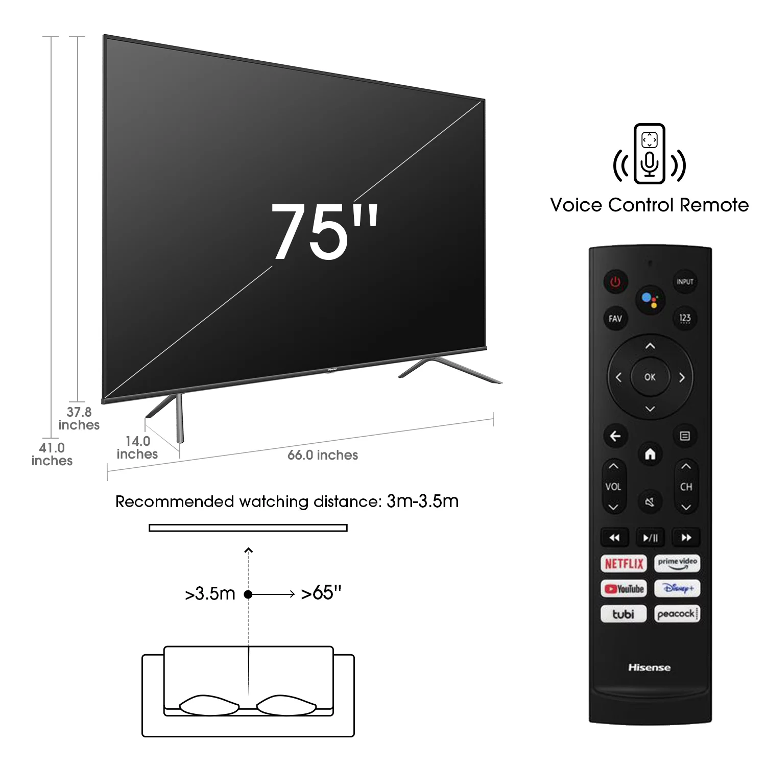 Hisense 75" Quantum 4K ULED Android Smart TV HDR U6G Series 75U6G