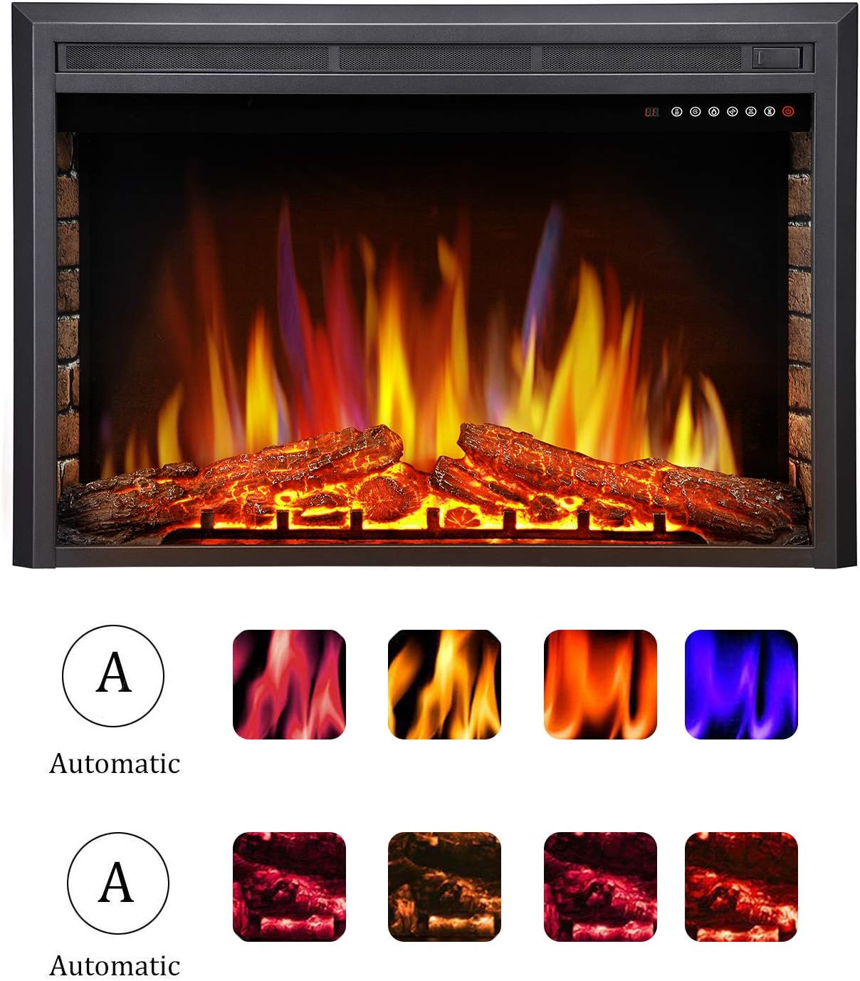 Antarctic star Electric Fireplace Insert, Freestanding & Recessed Electric Stove Heater, LED Adjustable Flame with Burning Fireplace Logs Touch Screen, Remote Control, Timer, 750W-1500W (39‘’)