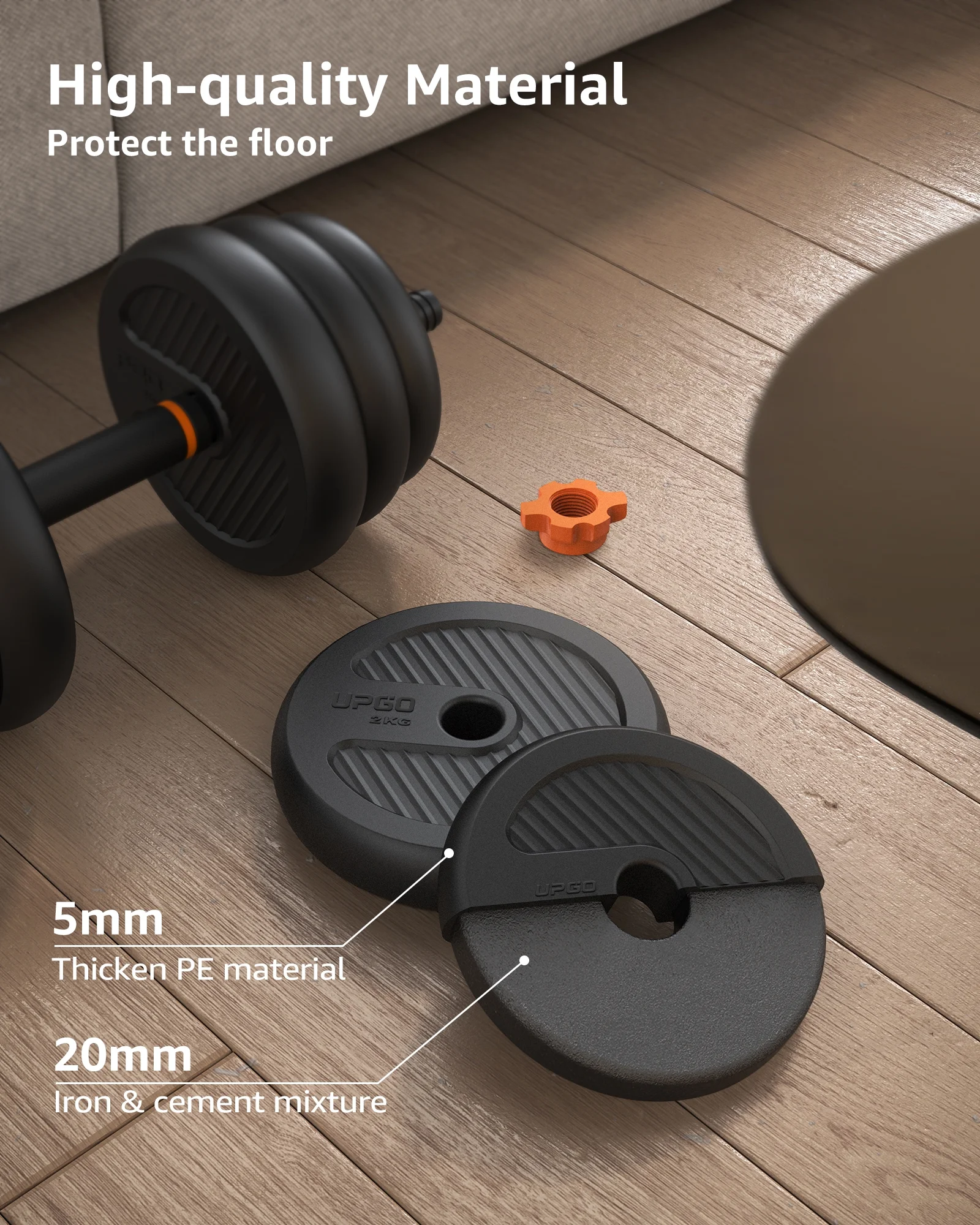 UPGO Adjustable Dumbbells, 70lbs Free Weight Set with Connector, 4 in1 Dumbbells Set Used as Barbell, Kettlebells, Push up Stand, Fitness Exercises for Home Gym Suitable Men/Women