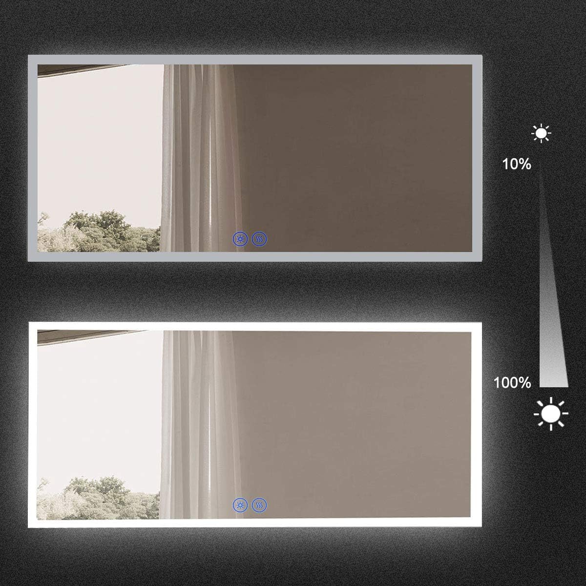 BHBL 60 x 36 Inch Illuminated LED Bathroom Mirror with Smart Button, Anti Fog, Dimmable, Bluetooth Speakers, Vertical & Horizontal Mount, Hotel Office Bar Mirror (D224-6036A)