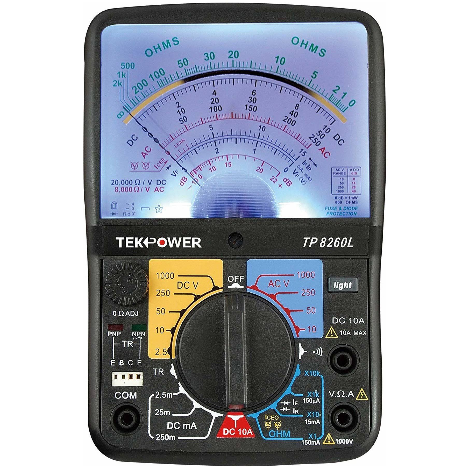 Tekpower TP8260L Analog Multimeter with Back Light and Transistor Checking Dock - Megean