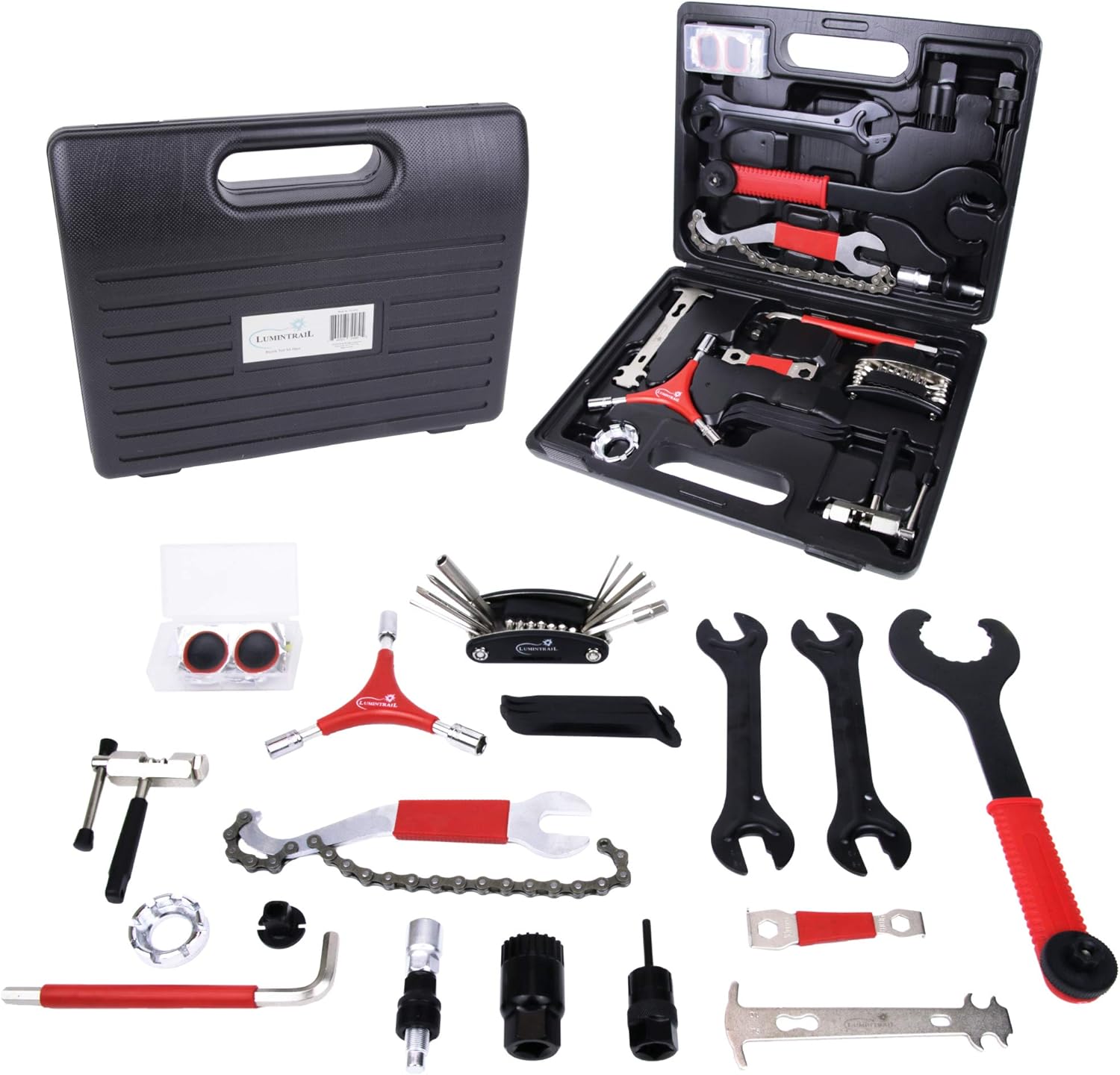 Lumintrail 38 Piece Bike Tool Kit Bicycle Repair Tool Box for Mountain and Road Bike Maintenance Tools with Storage Case
