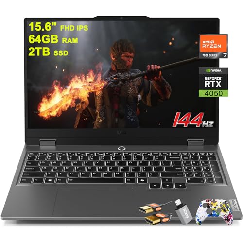 Lenovo LOQ Gaming Laptop 15.6 FHD IPS 144Hz (100% sRGB G-SYNC) AMD Octa-Core Ryzen 7 7435HS (Beats i7-12650H) 16GB RAM 512GB SSD GeForce RTX 4050 Backlit Nahimic Rapid Charge Win11 w/ICP Accessory