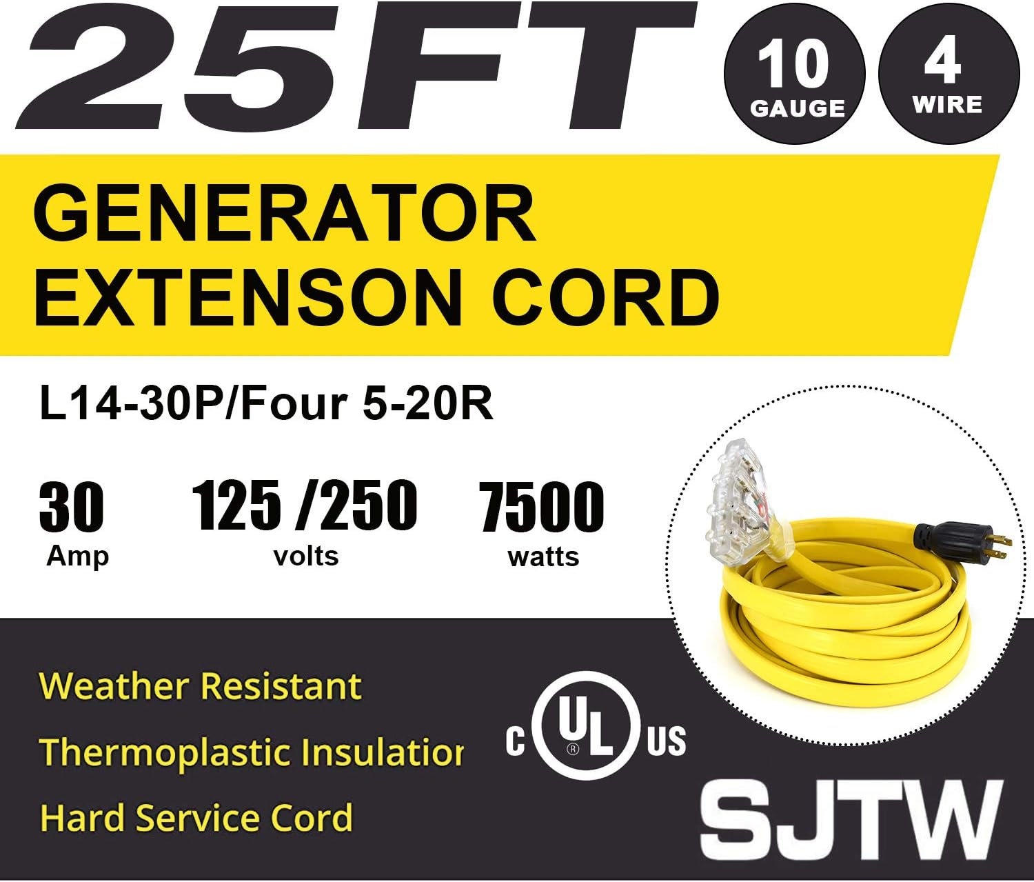HZXVOGEN Power Extension Cord Welder Extension Adapter 50A 25FT 6-50R Female 6-50P Male Prong Heavy Duty Electric Extension Wire Generator Arc Stick MMA MIG TIG Welding Machine Cable-25FT