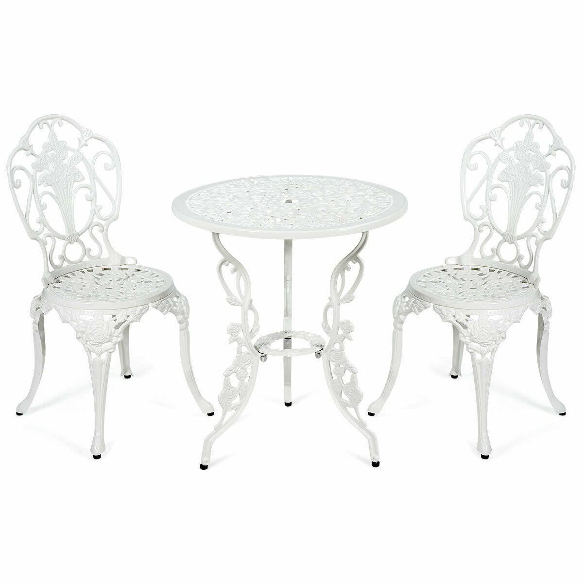 3 Pcs Patio Table Chairs Furniture Bistro Set