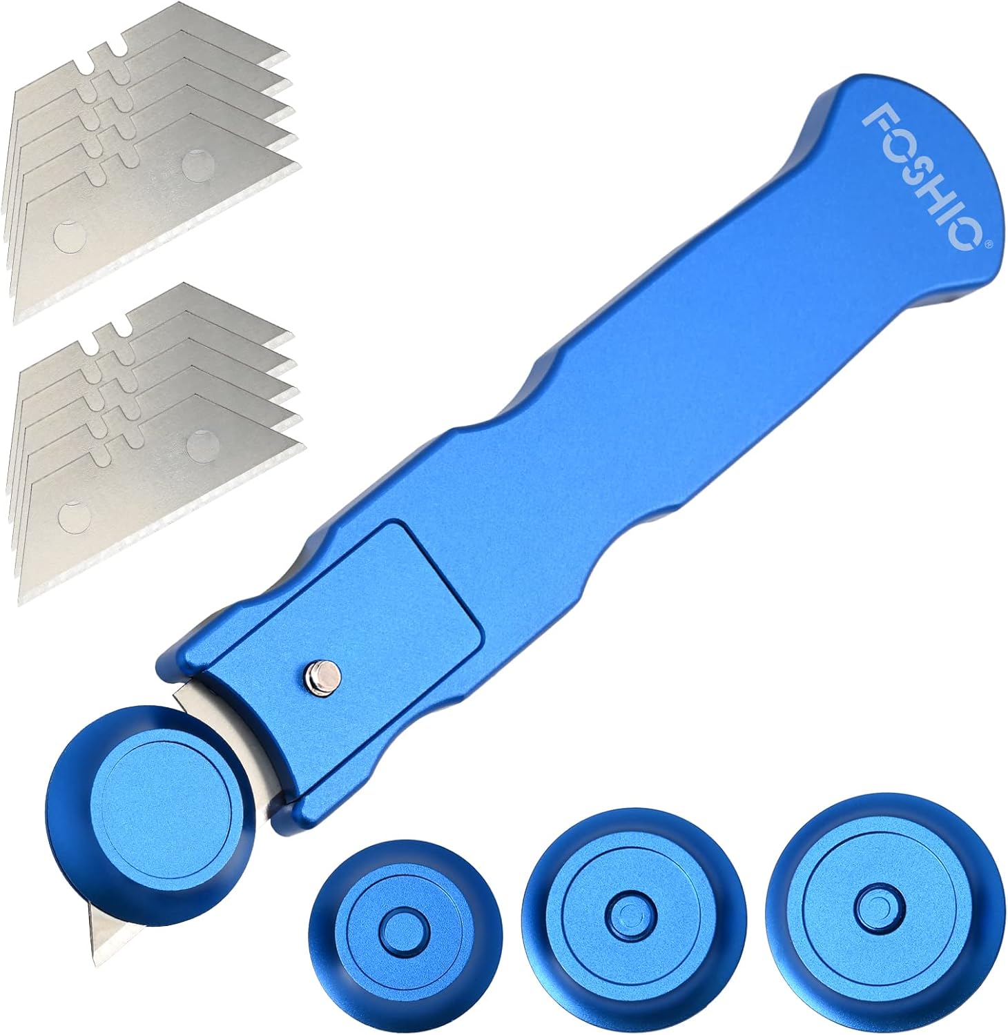 FOSHIO Wrapping Paper Cutter Set, 10Pcs Extra Blades and 4Pcs Roller Head Box Cutter Wallpaper Utility Knife Car Wrap Kit Perfect for Quilting & Cutting Fabric, Paper, Leather