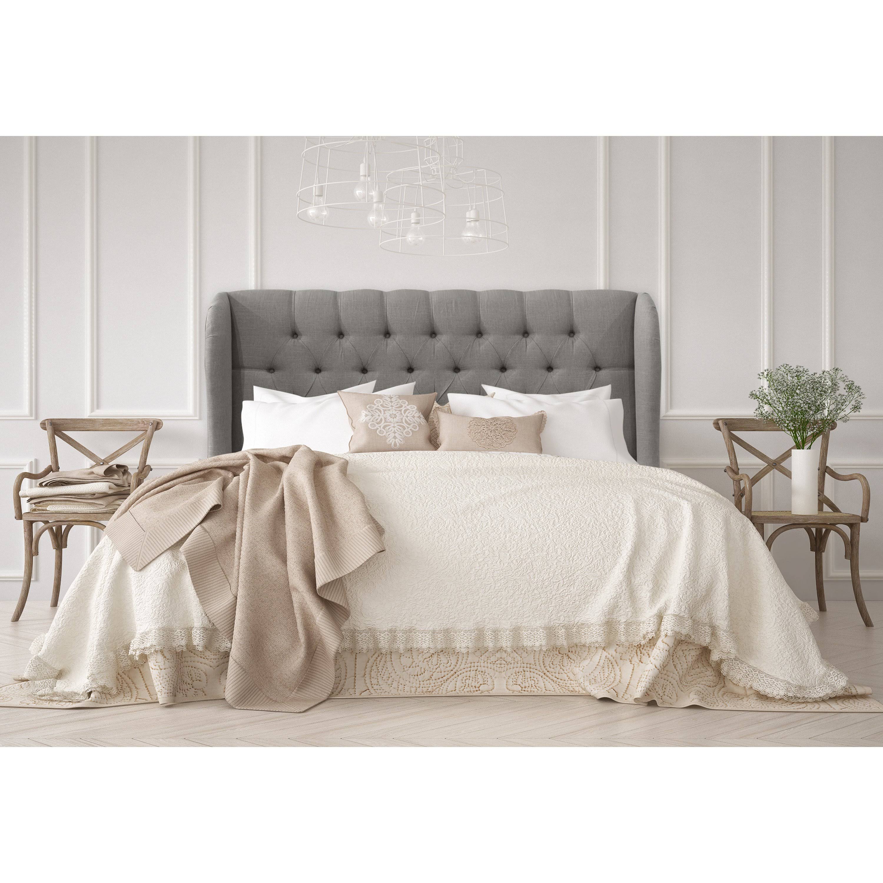 California King Tufted Wingback Headboard Gray Linen - Threshold