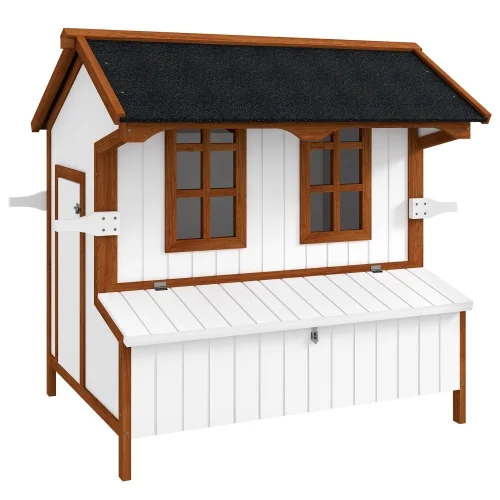 PawHut 47" Chicken Coop Wooden Chicken House Rabbit Hutch Raised Poultry Cage Portable Hen Pen Backyard with Nesting Box and Handles - Curated Treasures Market