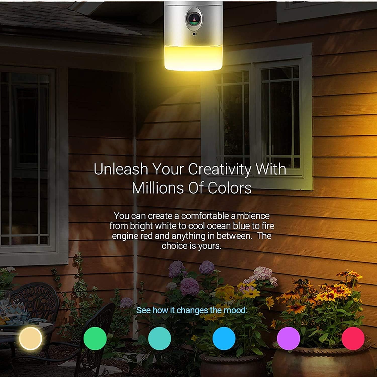 Zmodo Torch 360 Smart Home Garden Door Light Wireless Camera, Outdoor Wide Angle, Motion Alert, Silver