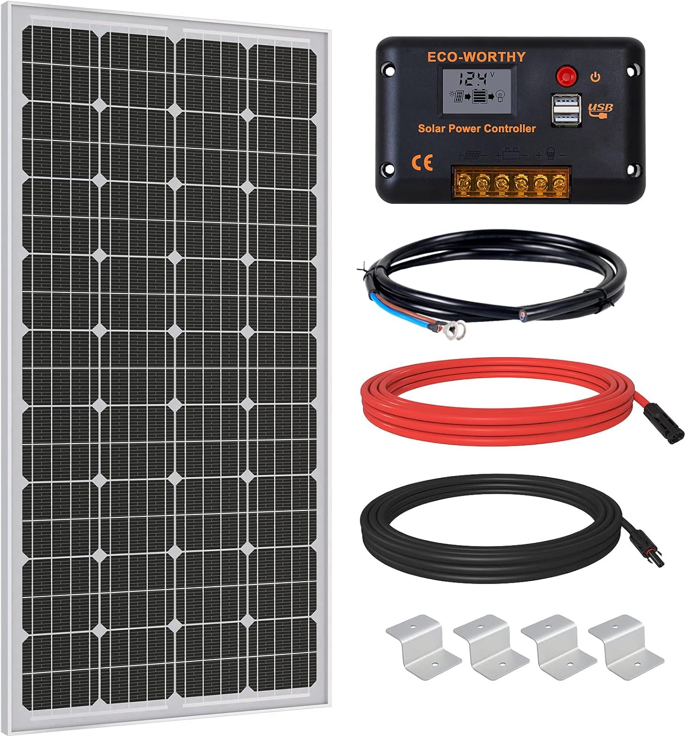 ECO-WORTHY 100 Watt Solar Panel 12 Volt Monocrystalline Solar Panel High Efficiency Module RV Marine Boat Caravan Off Grid
