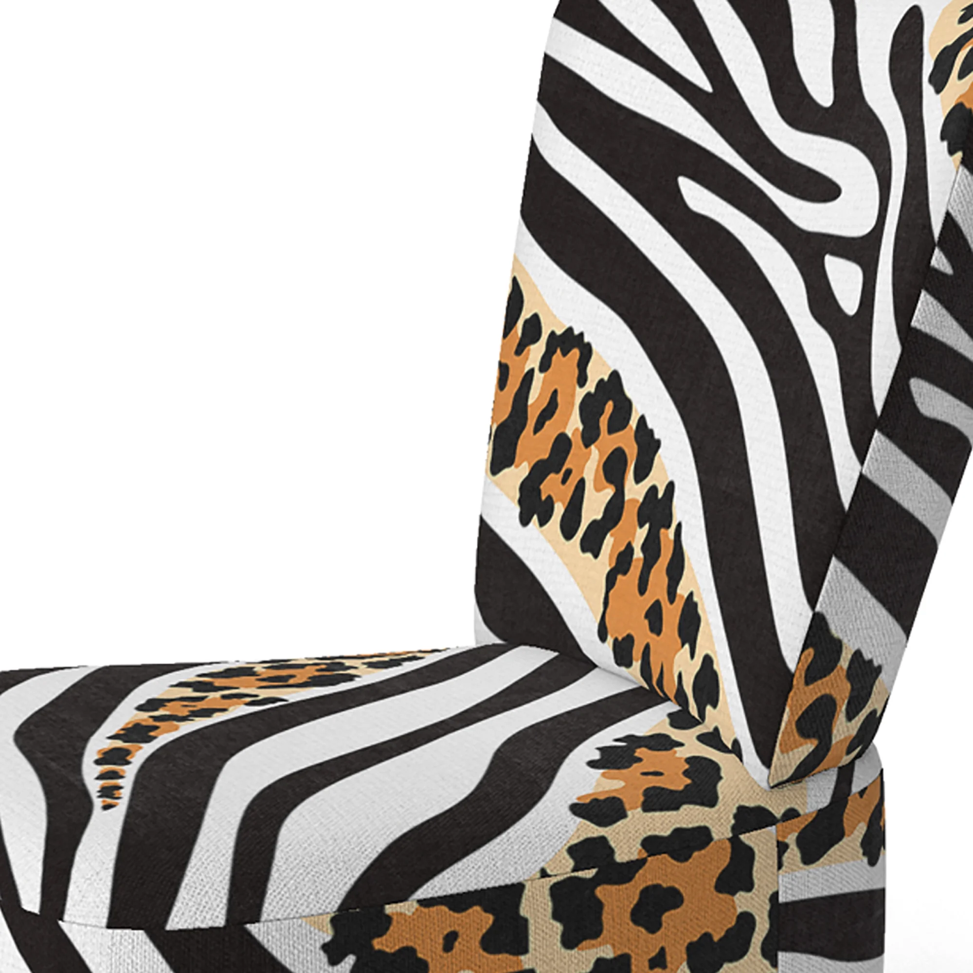 Designart "Zebra and Leopard Mix Pattern III" Upholstered Cabin & Lodge Accent Chair and Arm Chair
