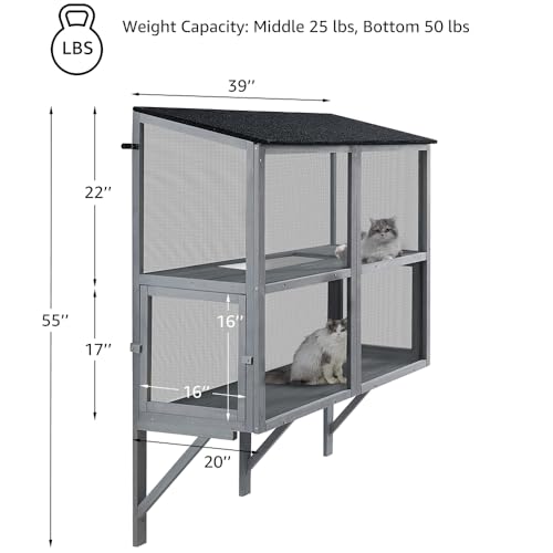 beeNbkks Bug Proof Cat Catio, Window Box Enclosure for Indoor Cats, Wooden Cat Window Perch House, Expandable for Multi Cats, Secure Comfortable Outdoor Haven for Cats, Keep Bugs Insects Out