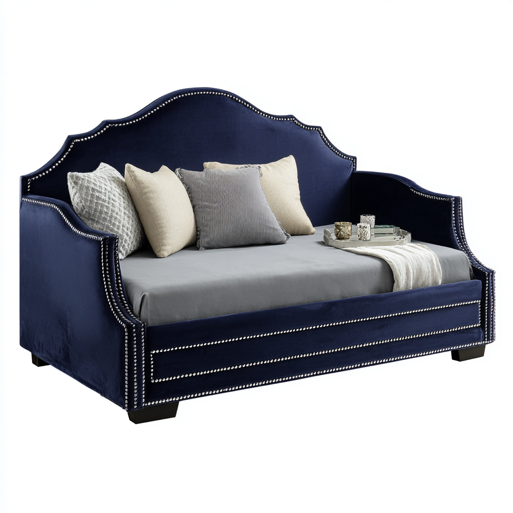 Sofás cama tapizada 210x100x120 cm - azul oscuro - diseño elegante-Javoraiahouse