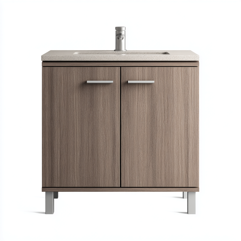 Muebles de baño con lavabo madera 80x46x87 cm - color madera - diseño moderno-Javoraiahouse