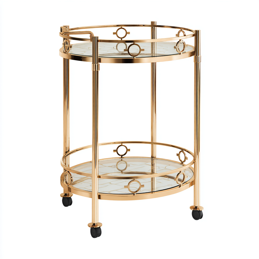 Carrito de cocina metal y vidrio 50x40x82 cm - oro - diseño elegante-Javoraiahouse
