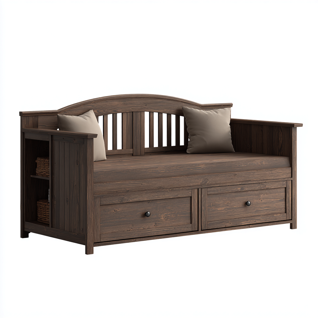 Sofás cama de madera 210x90x95 cm - marrón oscuro - diseño rústico-Javoraiahouse