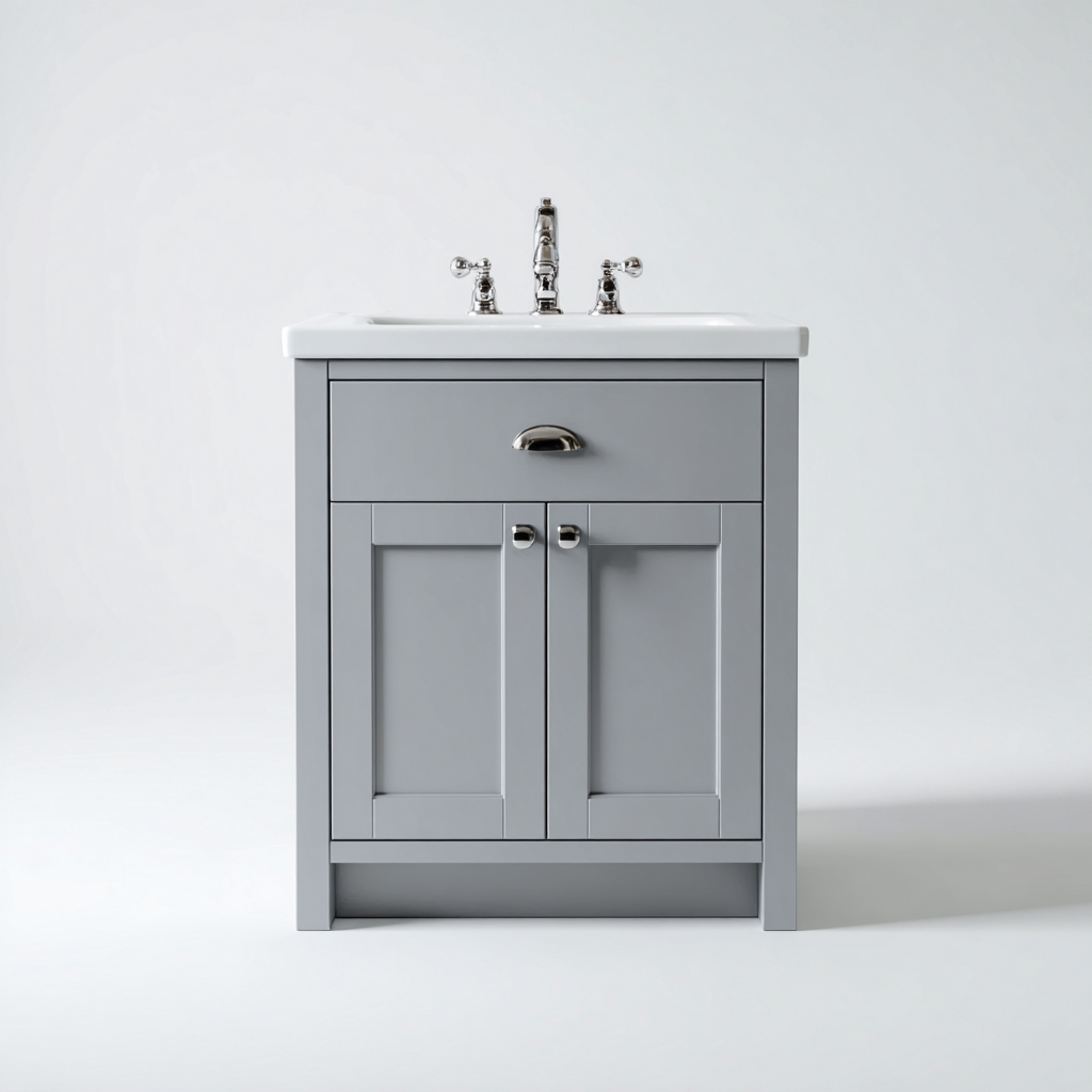 Muebles de baño con lavabo madera 75x46x84 cm gris diseño clásico-Javoraiahouse