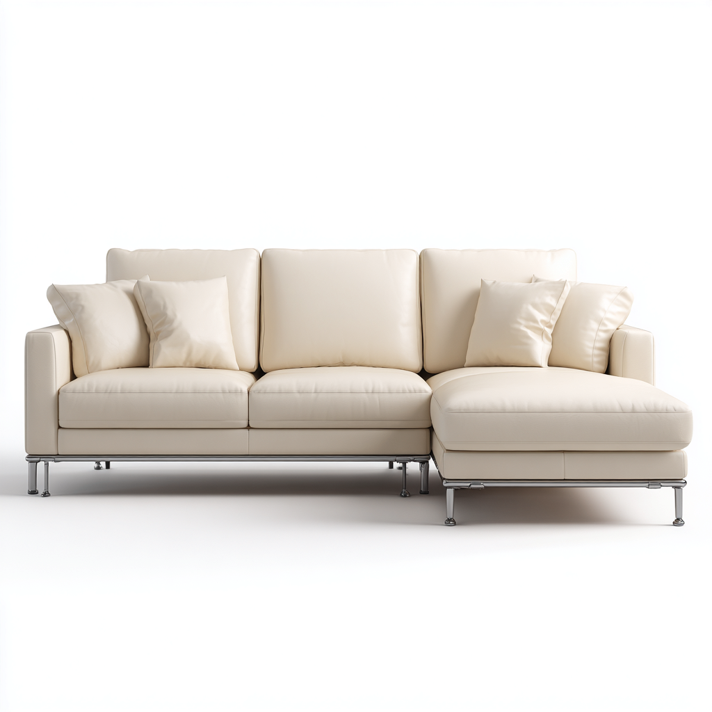 Sofá rinconero piel sintética 262x160x88 cm - beige - diseño contemporáneo-Javoraiahouse