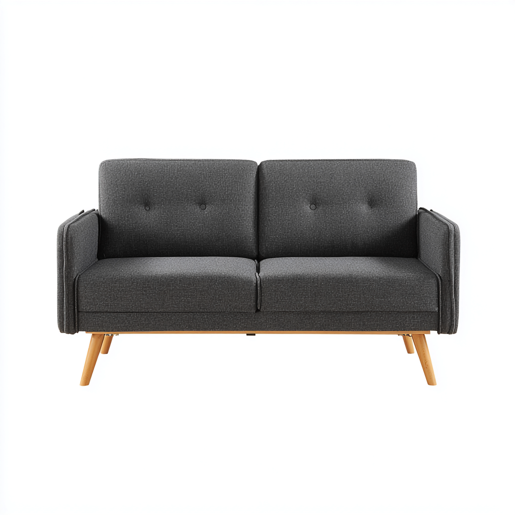 Sofá de 2 plazas tela 158x82x84 cm - gris oscuro - diseño moderno-Javoraiahouse