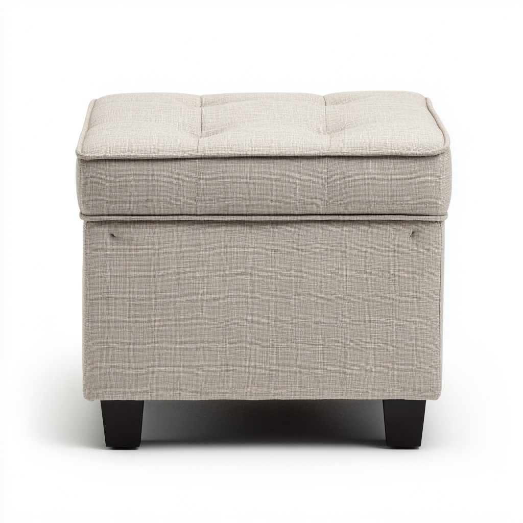 Reposapiés tapizado 45x45x45 cm - beige - diseño moderno-Javoraiahouse