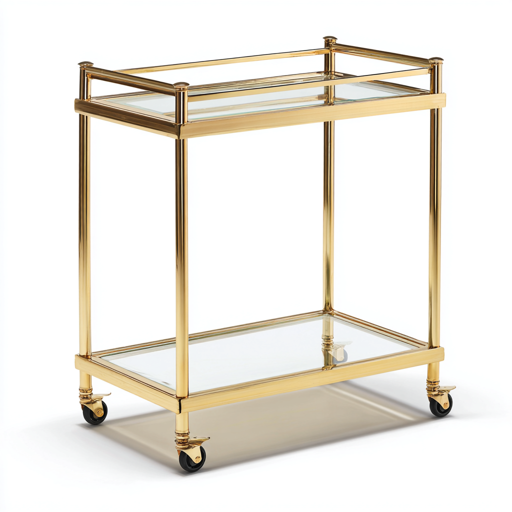 Carrito de cocina metal vidrio 72x44x86 cm transparente-dorado - para cocina - diseño moderno-Javoraiahouse