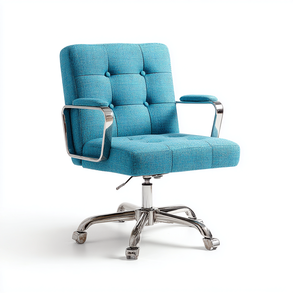 Sillas de oficina tapizadas en tela 62x60x86 cm - azul - diseño moderno con ruedas ajustable-Javoraiahouse