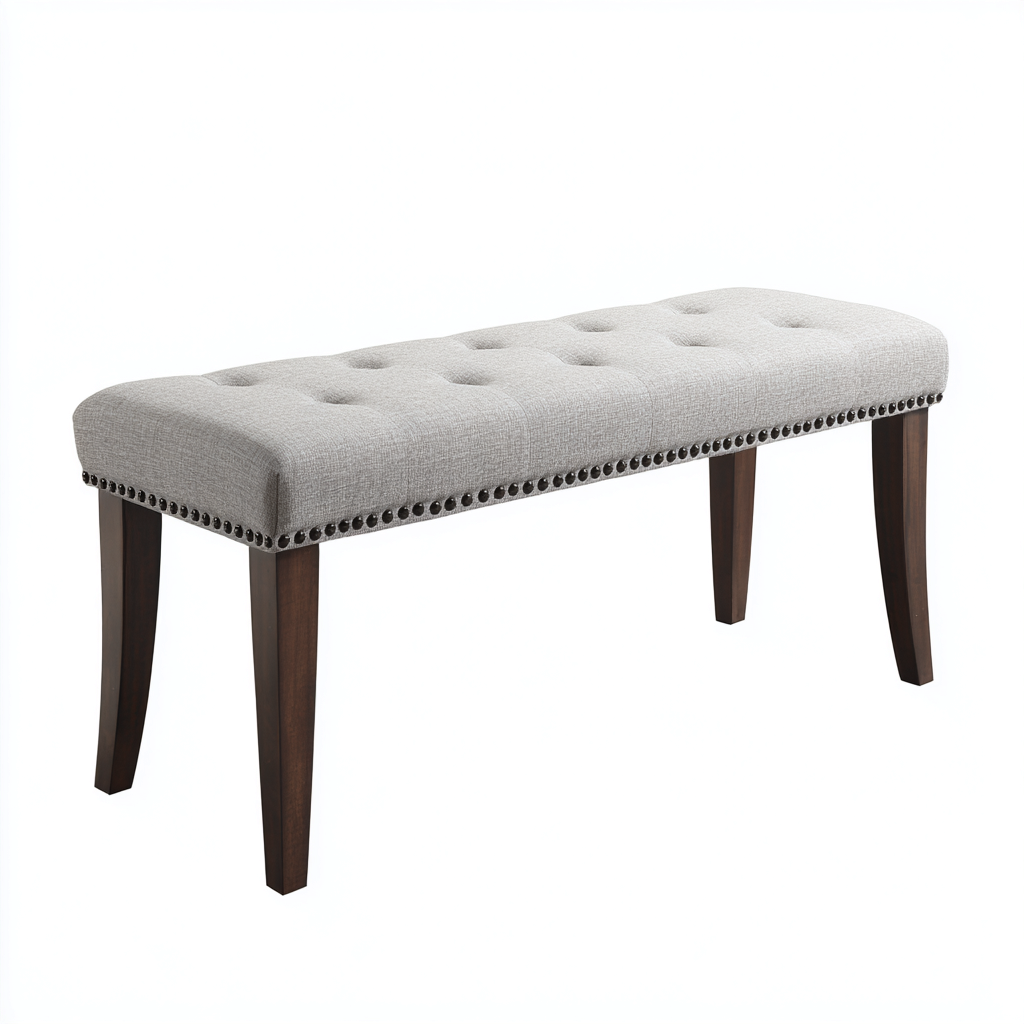 Bancos de dormitorio tapizado lino 100x38x47 cm - gris - diseño clásico-Javoraiahouse
