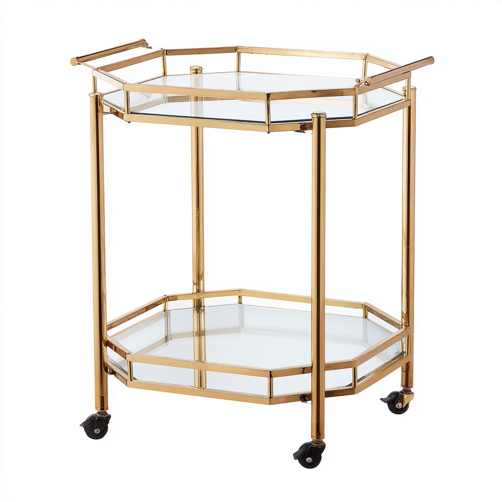 Carrito de cocina 60x42x85 cm - dorado-transparente - diseño elegante con ruedas-Javoraiahouse