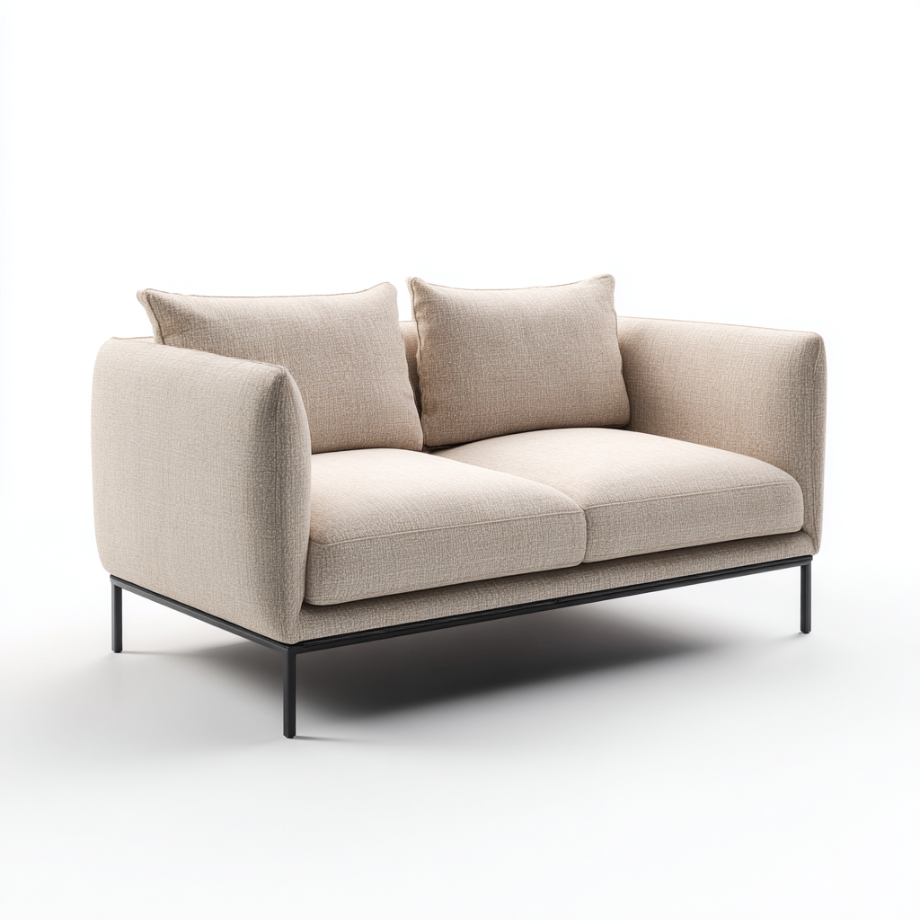 Sofá de 2 plazas - Tela - 158x82x78 cm - Beige - Diseño moderno-Javoraiahouse