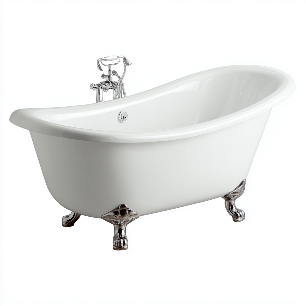 Bañera clásica con patas 174x73x60 cm - blanca - diseño vintage alto respaldo para baño-Javoraiahouse