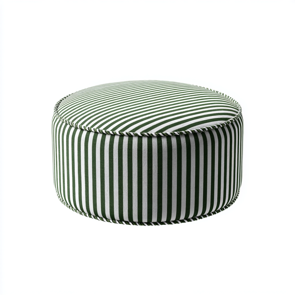 Reposapiés tela 55x55x35 cm verde-blanco diseño moderno-Javoraiahouse