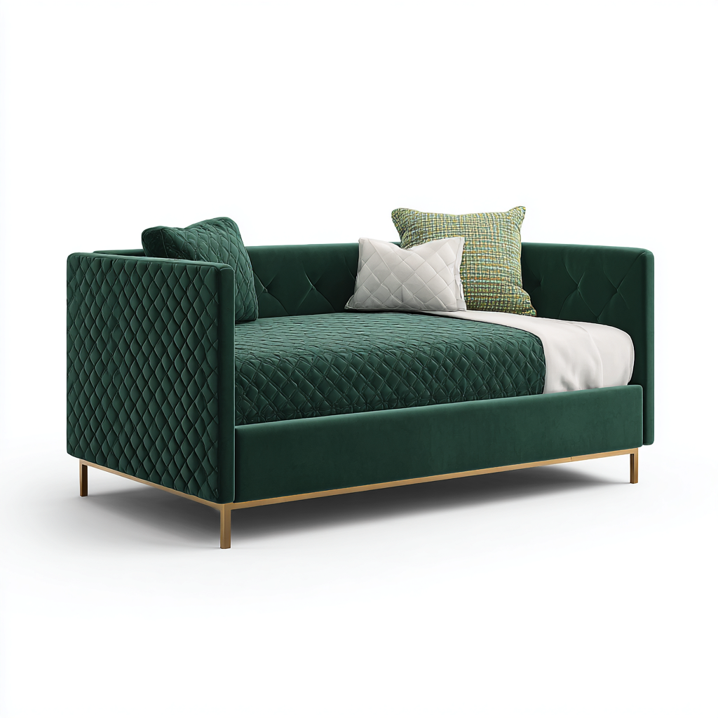Sofás cama tapizado 200x90x85 cm - verde - diseño moderno-Javoraiahouse