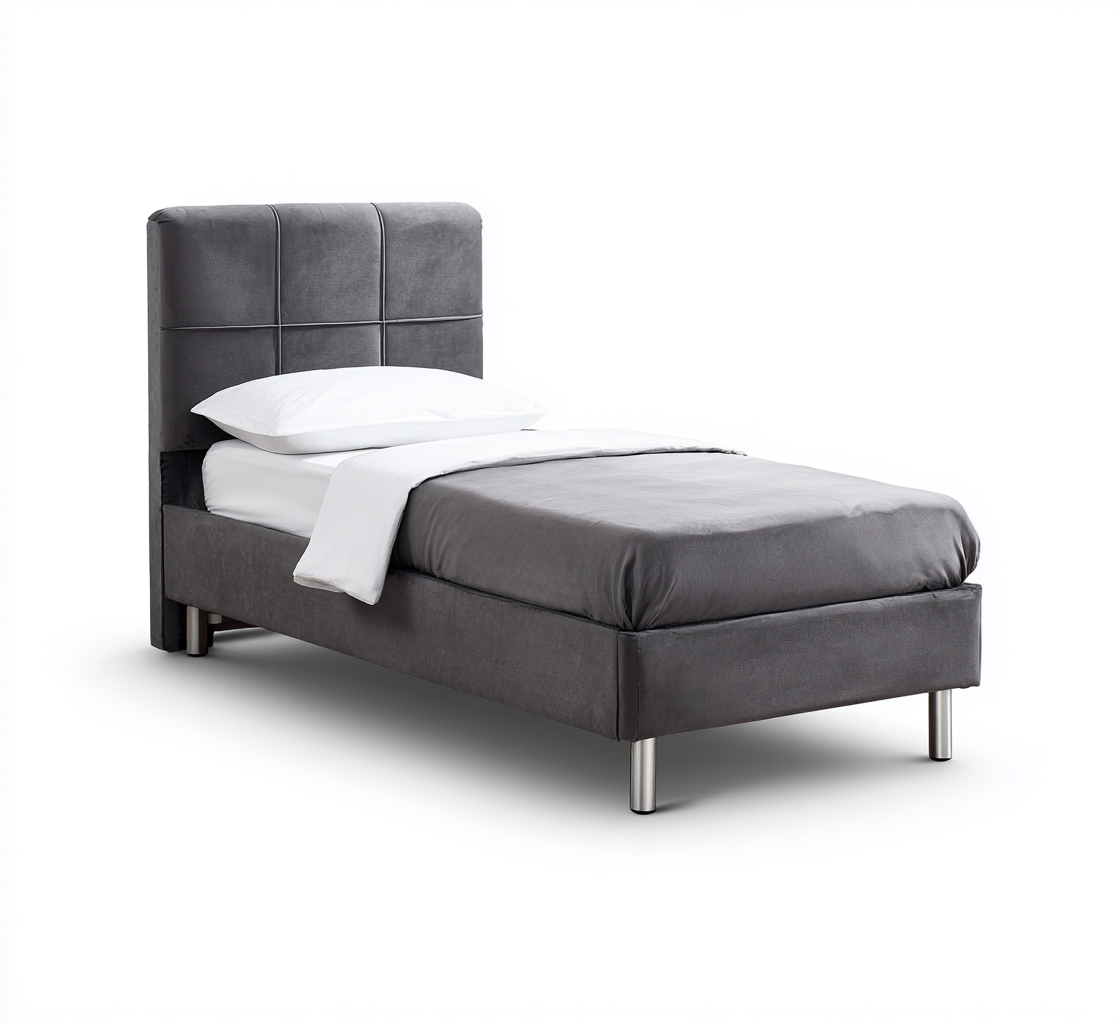 Camas individuales tapizada 200x95x95 cm - gris - apta para dormitorio - diseño moderno-Javoraiahouse