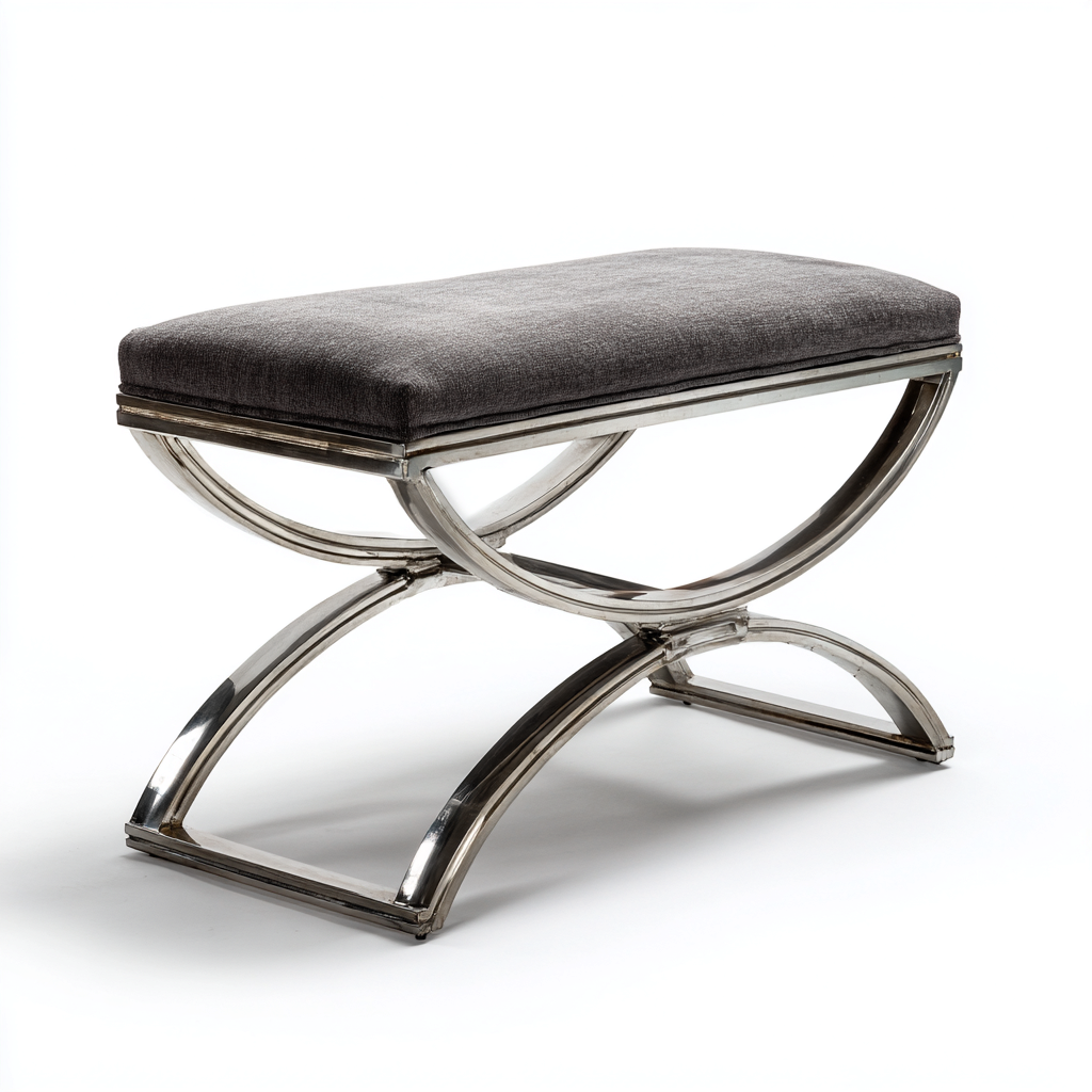 Bancos de dormitorio tapizados diseño moderno 95x40x50 cm - gris-plata - estructura metálica decorativa-Javoraiahouse