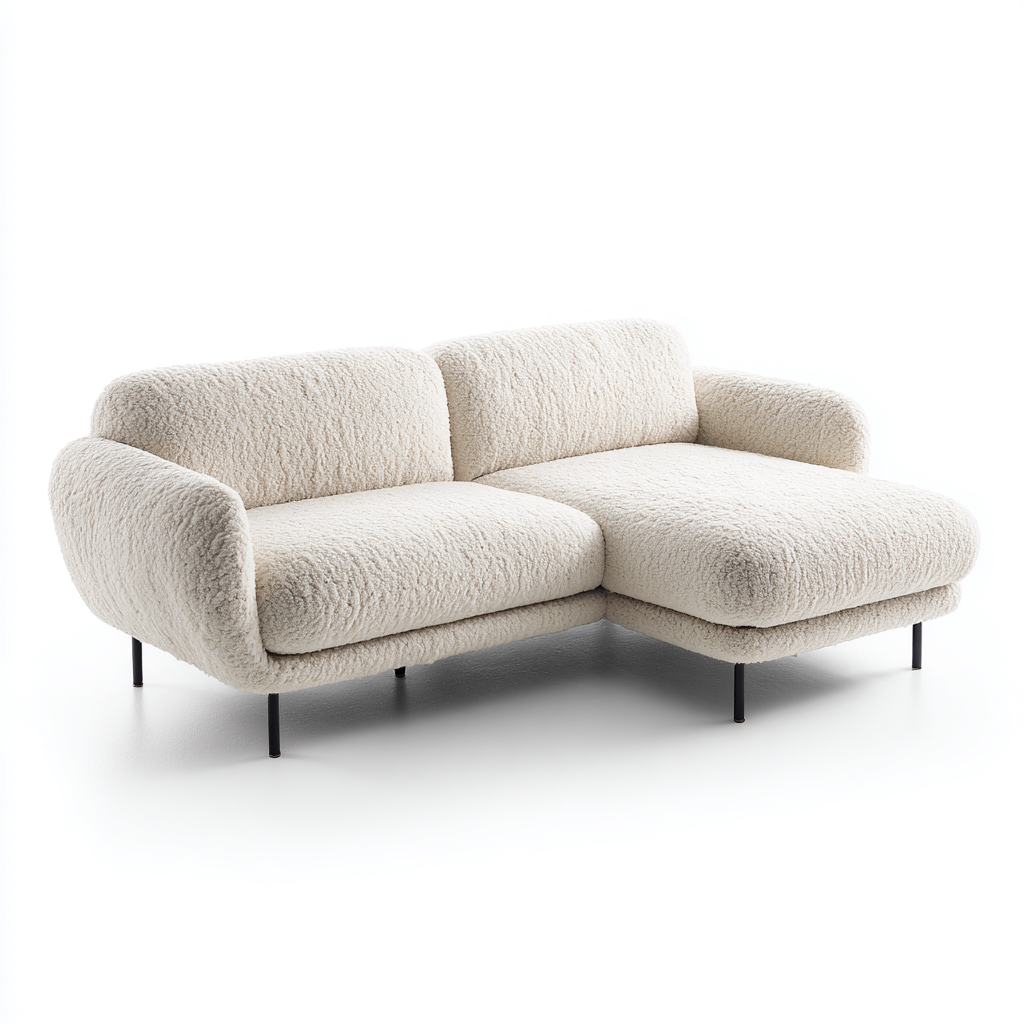 Sofá rinconero tapizado 255x158x84 cm - blanco crema - diseño moderno para salón-Javoraiahouse
