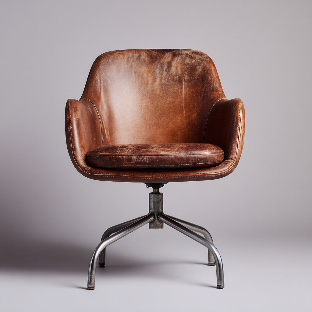 Silla de oficina piel asiento acolchado 58x58x85 cm marrón - diseño vintage para oficina-Javoraiahouse