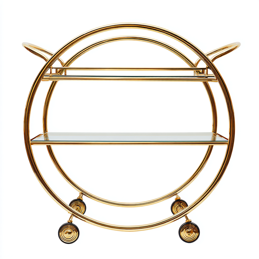 Carrito de cocina metal-vidrio 70x40x82 cm dorado-transparente diseño moderno-Javoraiahouse