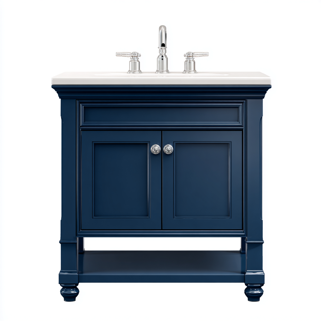 Muebles de baño con lavabo madera 90x50x88 cm azul diseño clásico-Javoraiahouse