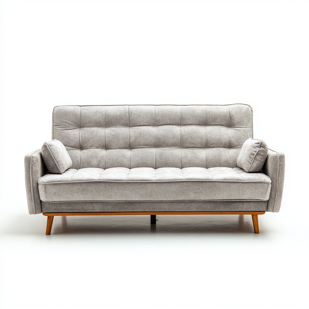 Sofá de 2 plazas - Tela - 175x88x90 cm - Gris claro - Estilo retro-Javoraiahouse