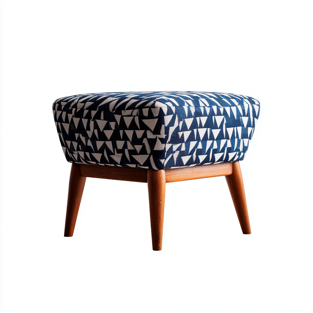 Reposapiés tapizado 50x40x45 cm - azul-blanco - diseño nórdico-Javoraiahouse