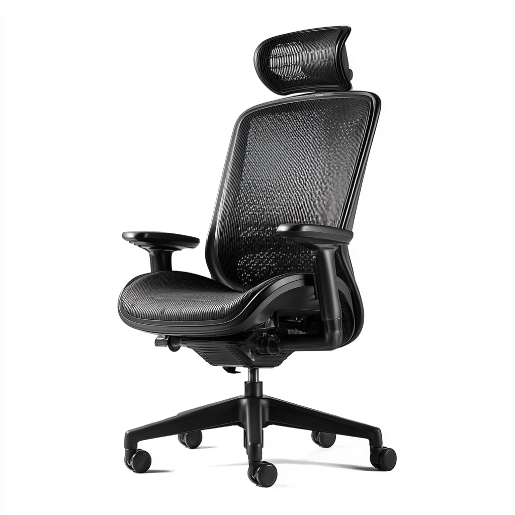 Sillas de oficina malla ergonómica con reposacabezas 68x70x125 cm - negro - diseño ajustable-Javoraiahouse
