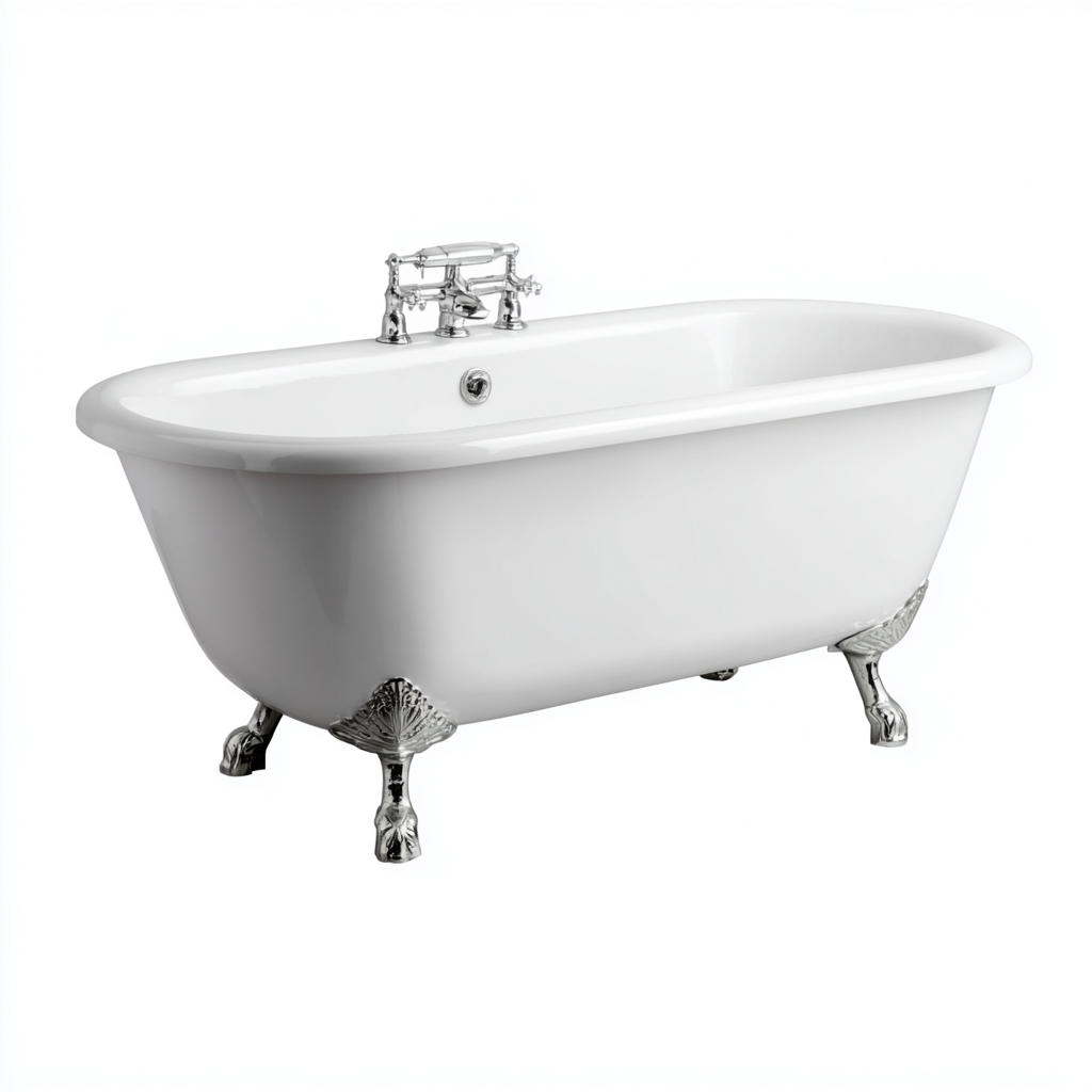 Bañera exenta con patas estilo vintage acrílica 170x75x58 cm blanco para baño clásico - diseño retro-Javoraiahouse